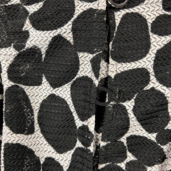 Ali Miles Jacket Womens Large Black White Textured Button Up Drawstring Pockets - Picture 5 of 11